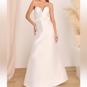 Lulus fairy tale fantasy white taffeta strapless wedding dress